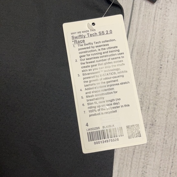 NWT LULULEMON Swiftly Tech Short Sleeve Shirt 2.0 Race Length In Black - Picture 5 of 5